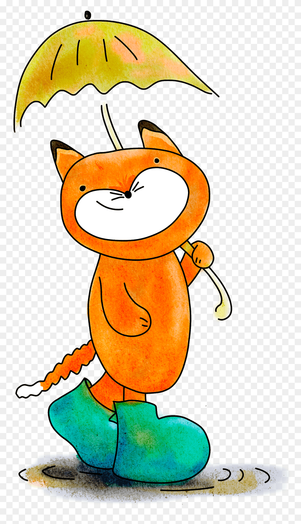 Fox With Umbrella Clipart, Cartoon Png Image