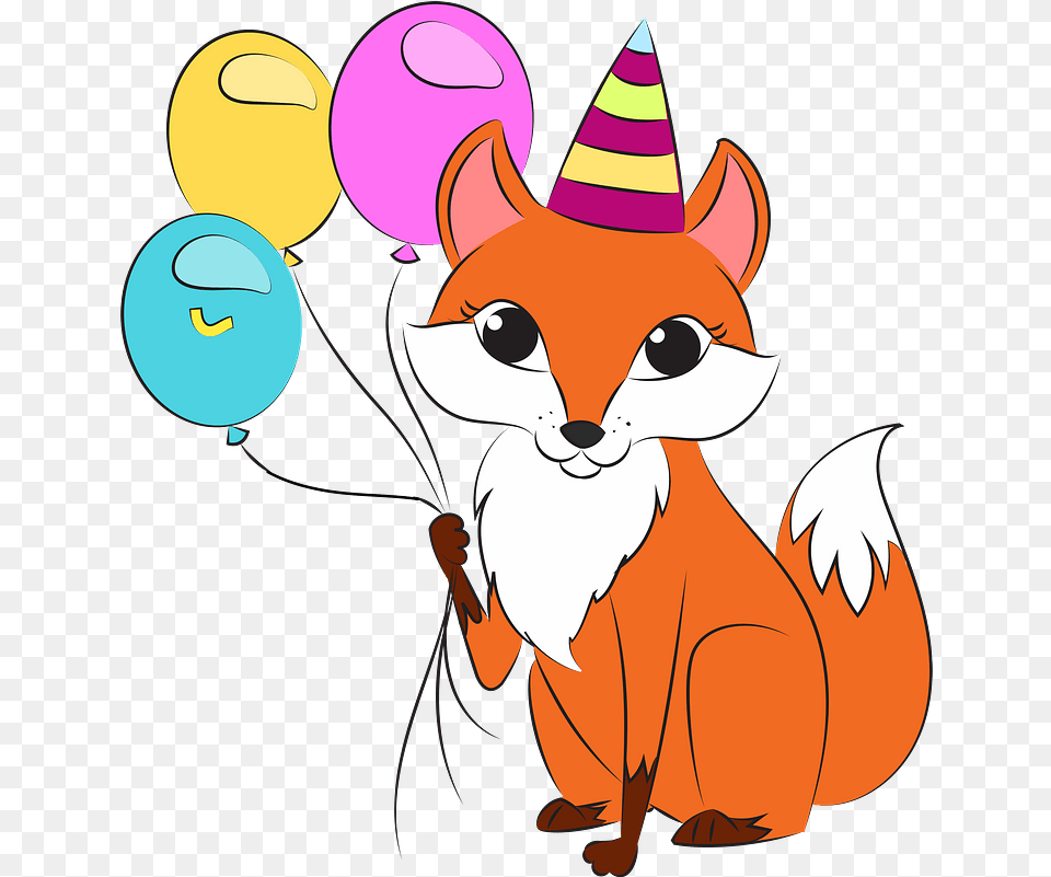 Foxs Birthday Clipart Cartoon, Balloon, Baby, Person, Clothing Png Image