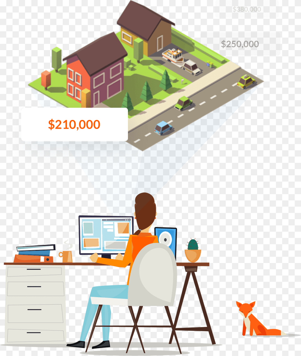 Foxy Ai Home Value Estimates Computer Table Vector, Adult, Person, Man, Male Free Png Download