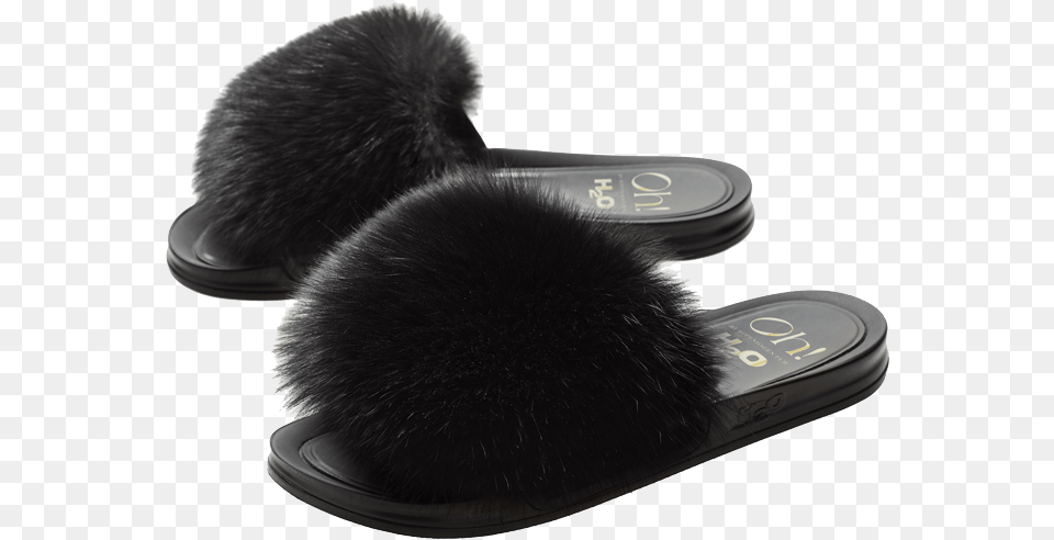 Foxy Fox Black Slipper Oh By Kopenhagen Fur, Clothing, Footwear, Shoe, Animal Png