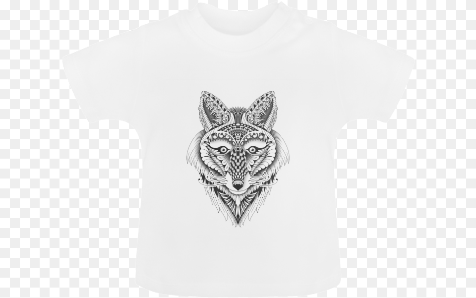 Foxy Wolf Ornate Animal Drawing Baby Classic T Shirt Dingo, Clothing, T-shirt, Bird Free Png
