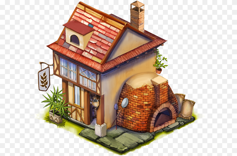 Fr Bakery L2 Bakery House Cartoon, Architecture, Building, Cottage, Housing Png Image