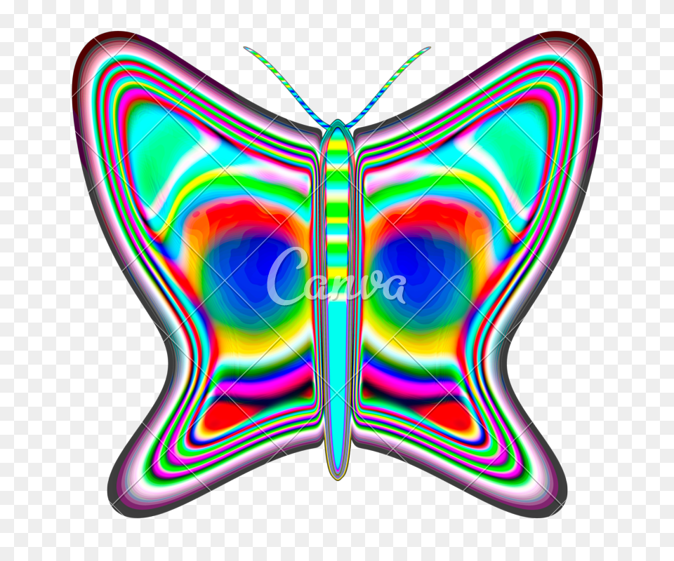 Fractal Butterfly, Light, Neon Free Png