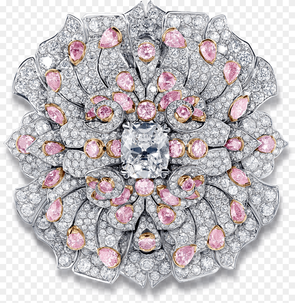 Fractal Rose Pink And White Diamond Brooch David Morris Circle, Accessories, Gemstone, Jewelry, Necklace Png