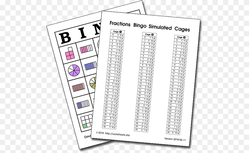Fractions Bingo Simulated Cages Paper, Page, Text, Scoreboard, Number Png