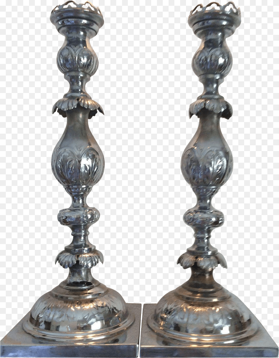 Fraget N Plaque Silver Plated Sabbath Candlesticks Antique, Candle, Chess, Game, Candlestick Free Png Download