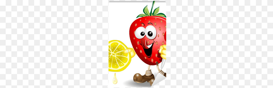 Fragola Cartoon Strawberry Vector Wall Mural Pixers Strawberry Lemonade Cartoon, Berry, Food, Fruit, Plant Free Png Download