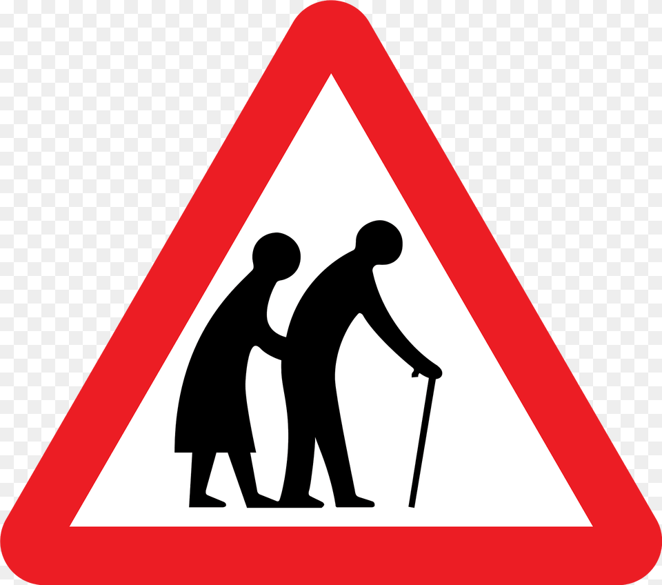 Frail Pedestrians Likely To Cross Clipart, Sign, Symbol, Adult, Male Png
