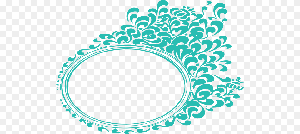 Frame Aqua Filagree Clip Art Blue Green Frame, Oval, Pattern, Floral Design, Graphics Free Png Download