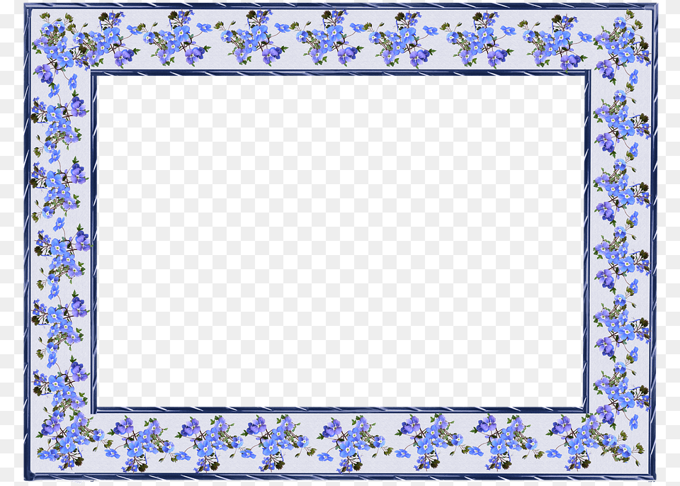 Frame Blue Flowers Decorative Design Marcos De Color Azul, Pattern, Blackboard, Home Decor, White Board Free Png