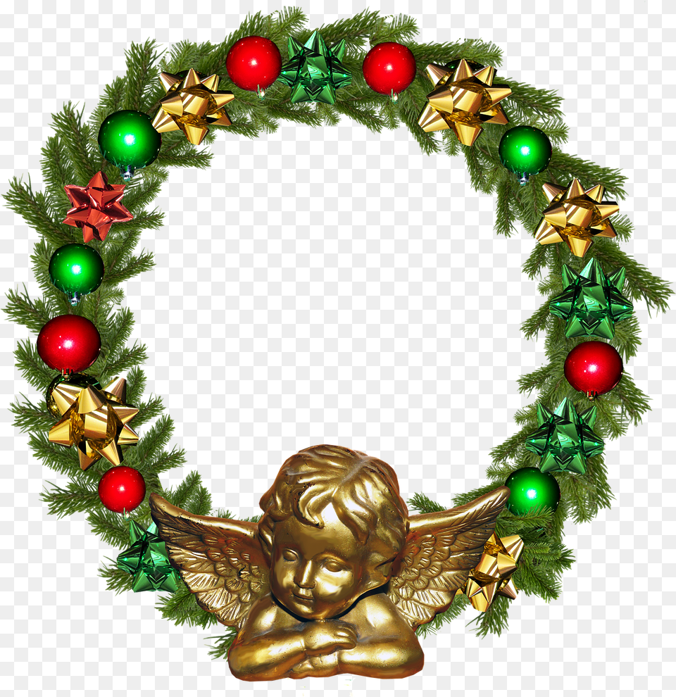 Frame Border Christmas Angel Christmas Frame Circle, Baby, Person, Face, Head Png Image