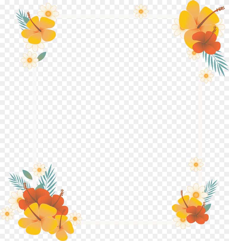 Frame Border Flowers Tropical Ftestickers Clipart Portable Network Graphics, Art, Floral Design, Pattern, Flower Free Transparent Png