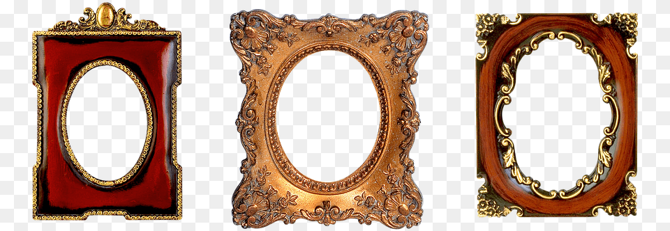 Frame Carved Oval Gold Design Filigreed Oval Picture Frame, Bronze, Mirror Free Transparent Png