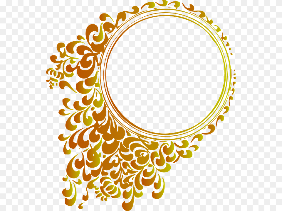 Frame Circle Ring Decoration Baroque Floral Vector Golden Frame, Pattern, Oval, Art Free Transparent Png