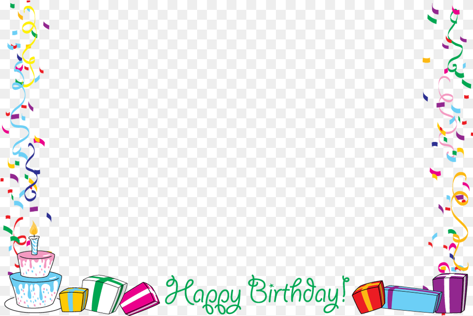 Frame Clipart Happy Birthday Frame Transparent Birthday Border, Paper, Confetti, Birthday Cake, Cake Free Png