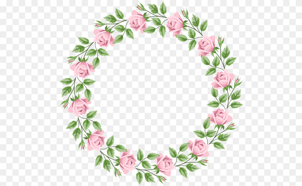 Frame Clipart Pink Rose Transparent Flower Border, Plant, Pattern, Wreath Png Image