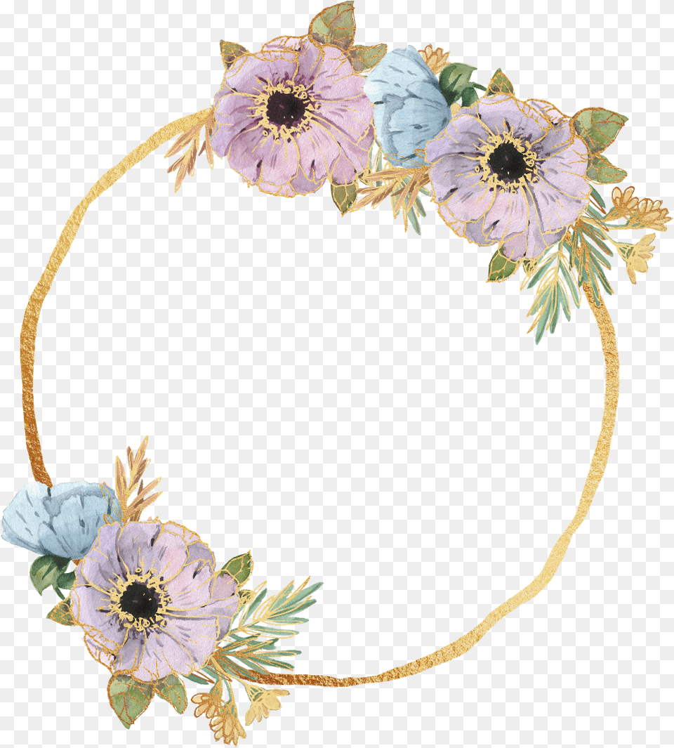 Frame Gold Flowers Floral Frames Border Ftestickers Artificial Flower, Plant, Pattern, Rose, Accessories Png Image