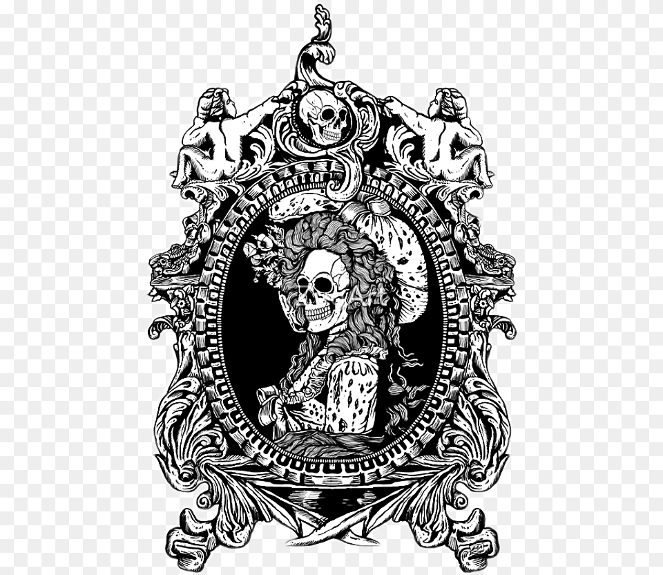 Frame Picture Gothic Skeleton Skull Dead Undead Transparent Gothic Skull, Art, Doodle, Drawing, Emblem Png