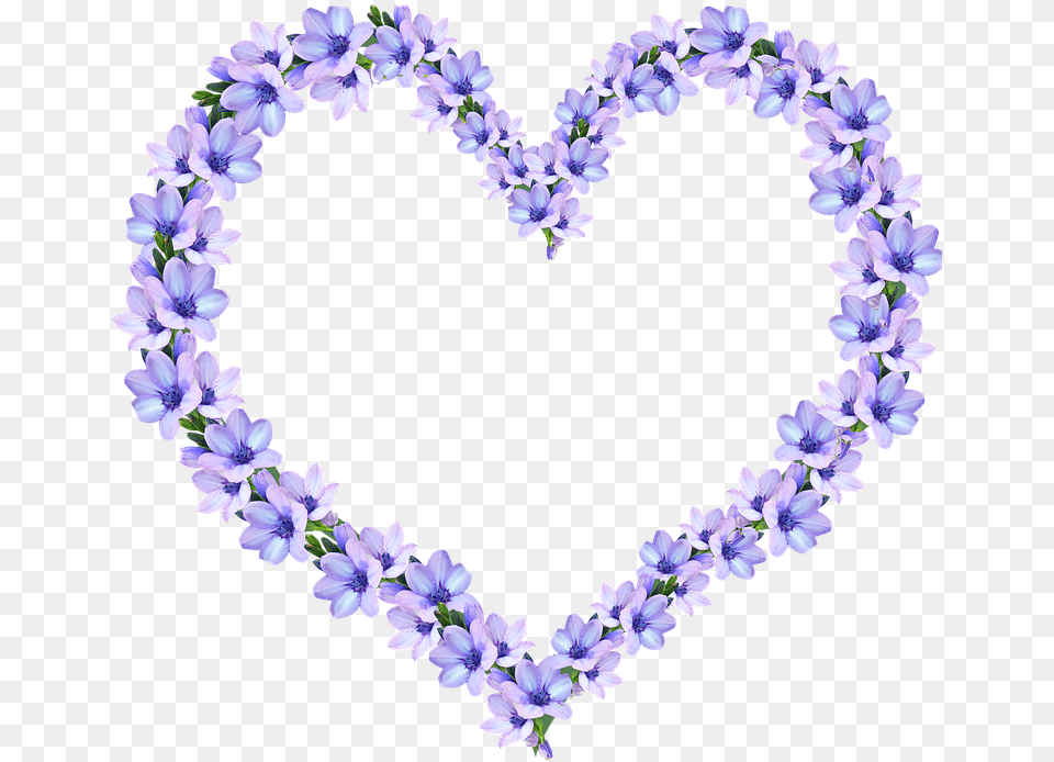 Frame Purple Flowers Design Purple Flower Heart Transparent, Accessories, Flower Arrangement, Plant, Ornament Free Png Download