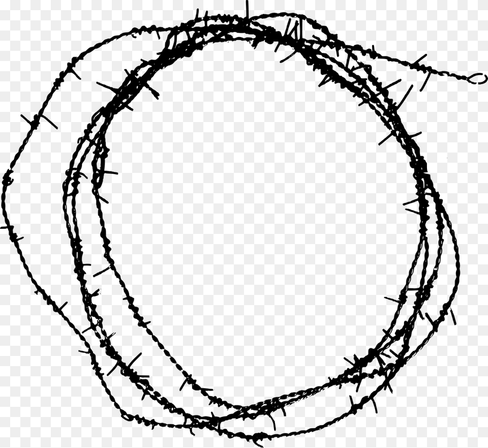 Frame Transparent Barbed Wire Circle, Gray Png Image