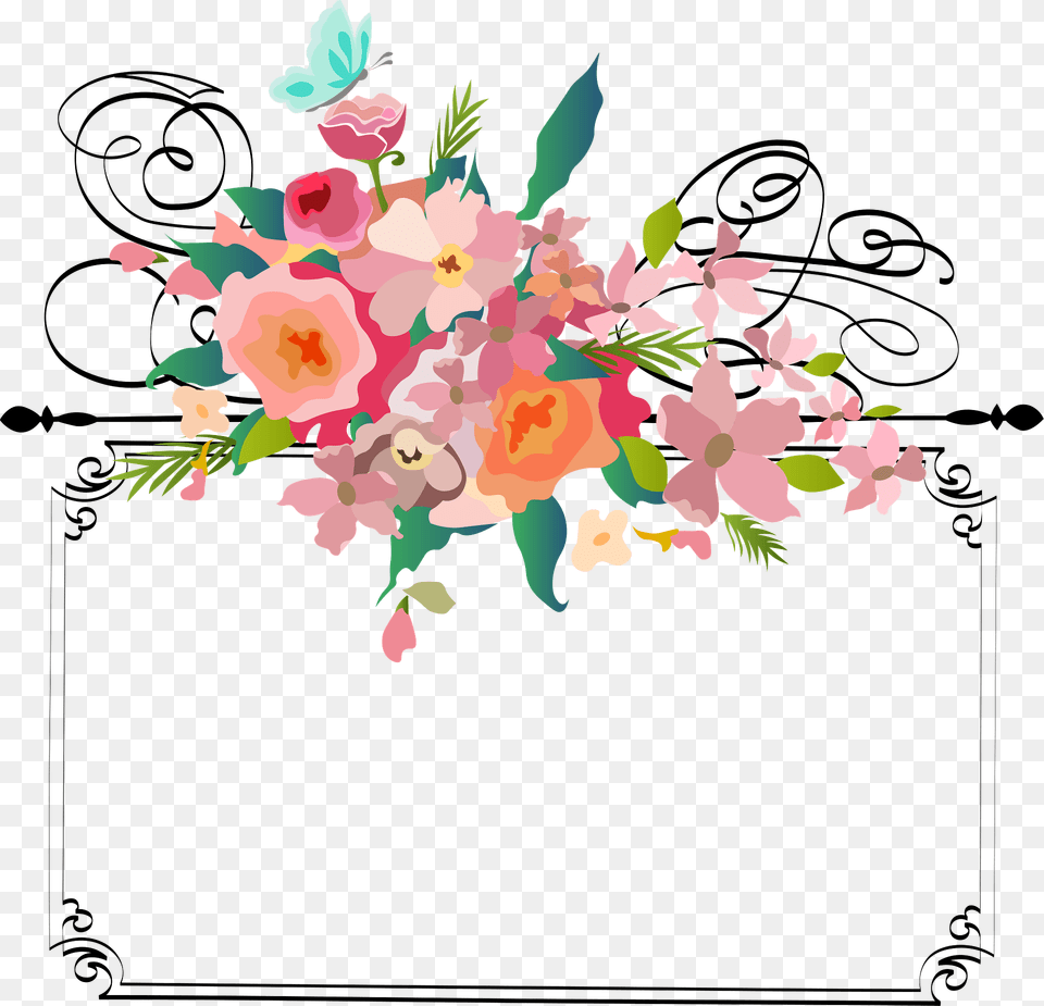Frame With Flowers Vintage Clipart, Art, Floral Design, Graphics, Pattern Free Png Download