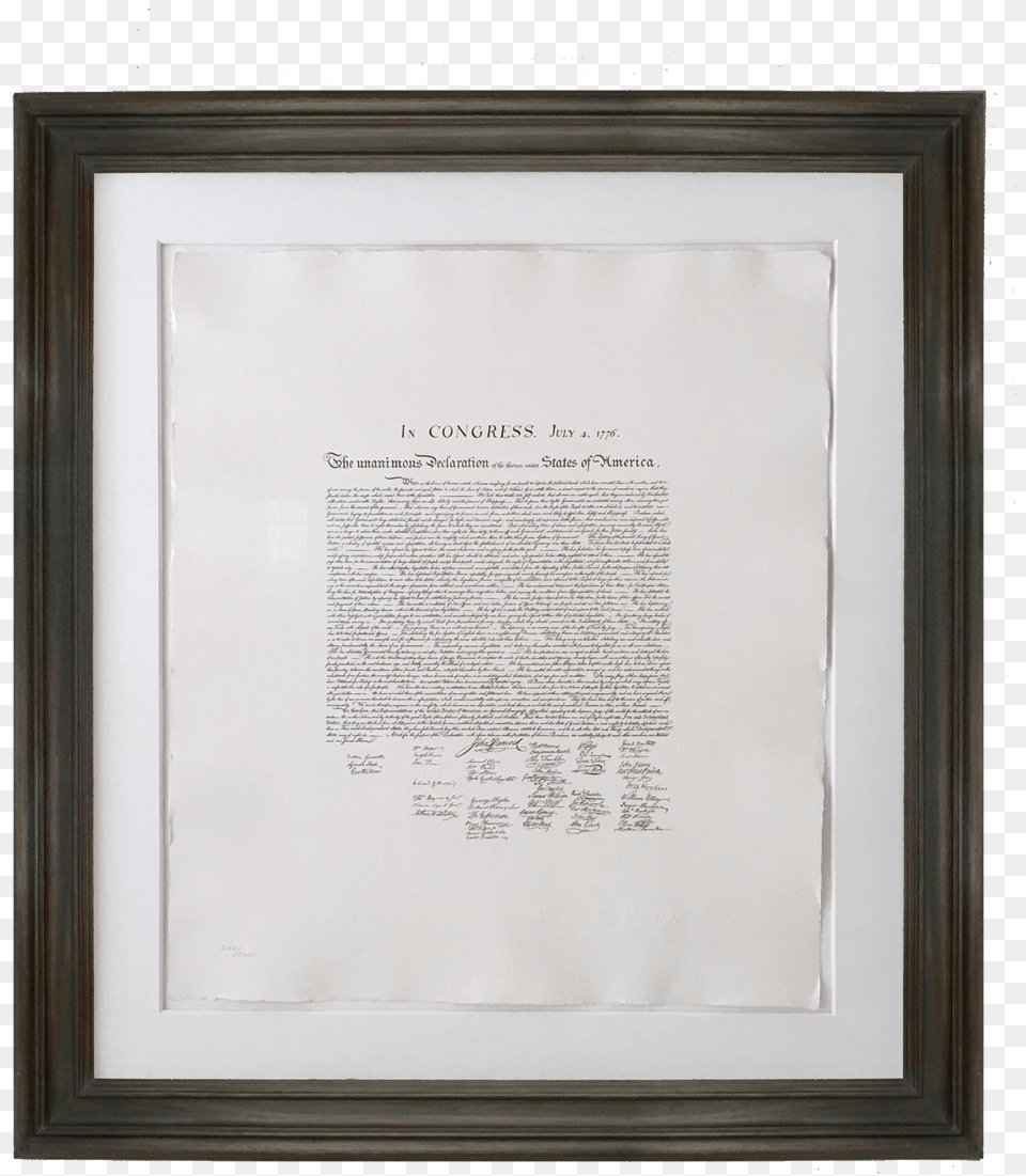 Framed Declaration Of Independence Hand Engraved Printed Declaration Of Independence, Text, Page Png Image