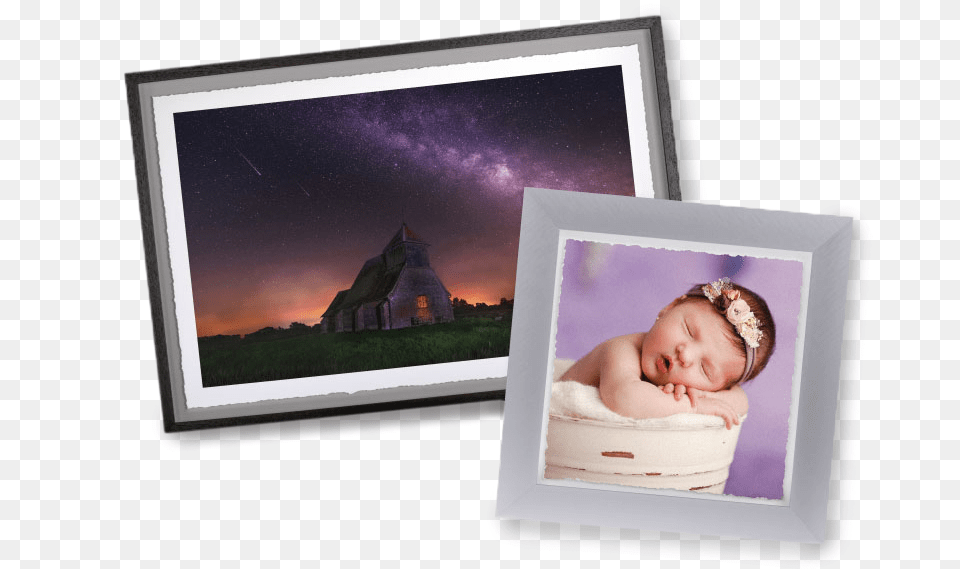 Framed Fine Art Deckled Edge Prints Of A Baby Girl Picture Frame, Face, Head, Person, Photography Free Png Download