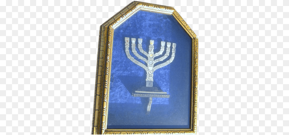 Framed Wall Hanging Of Menorah With Seven Branches Hanukkah, Altar, Architecture, Prayer, Building Png Image