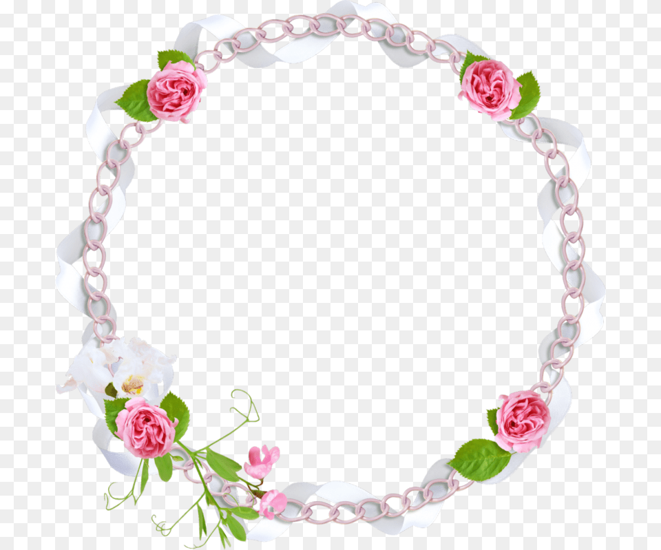 Frames Picture Pink Flower Border Free Hd Image Circle Flower Rose Background, Accessories, Bracelet, Jewelry, Plant Png