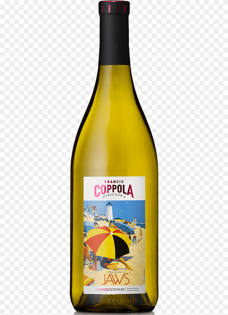 Francis Coppola Chardonnay Jaws, Bottle, Alcohol, Beer, Beverage Png Image