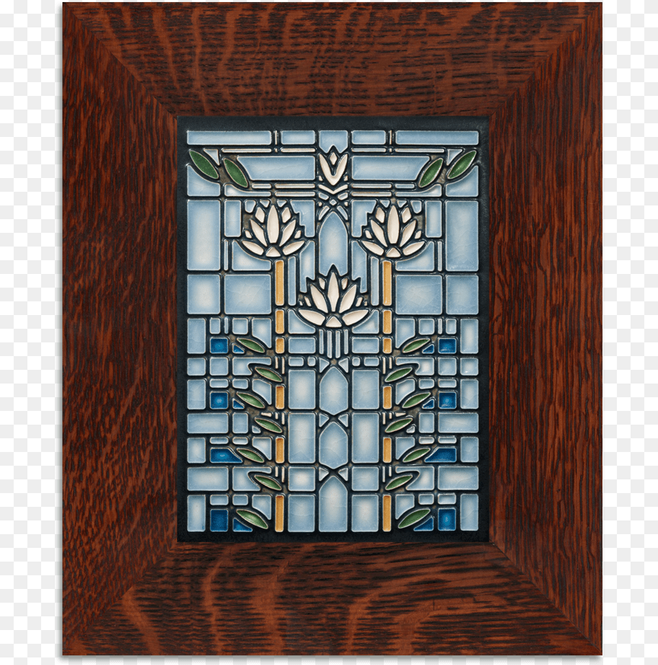 Frank Lloyd Wright Water Lilies Framed Tile Frank Lloyd Wright Waterlilies Stained Glass, Art, Stained Glass Free Png