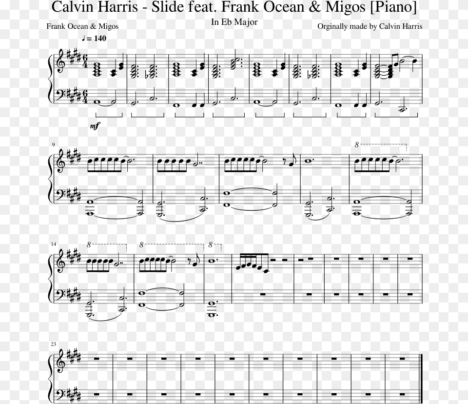 Frank Ocean Amp Migos Piano Sheet Music For Piano Download Slide Calvin Harris Piano, Gray Free Png