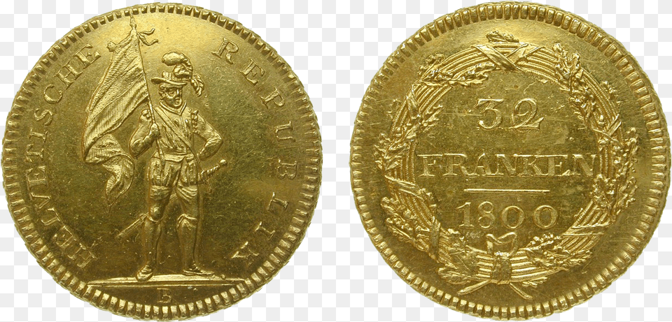 Franken 1800 Helvetische Republik 1796 Liberty Gold Coin, Adult, Person, Man, Male Free Png