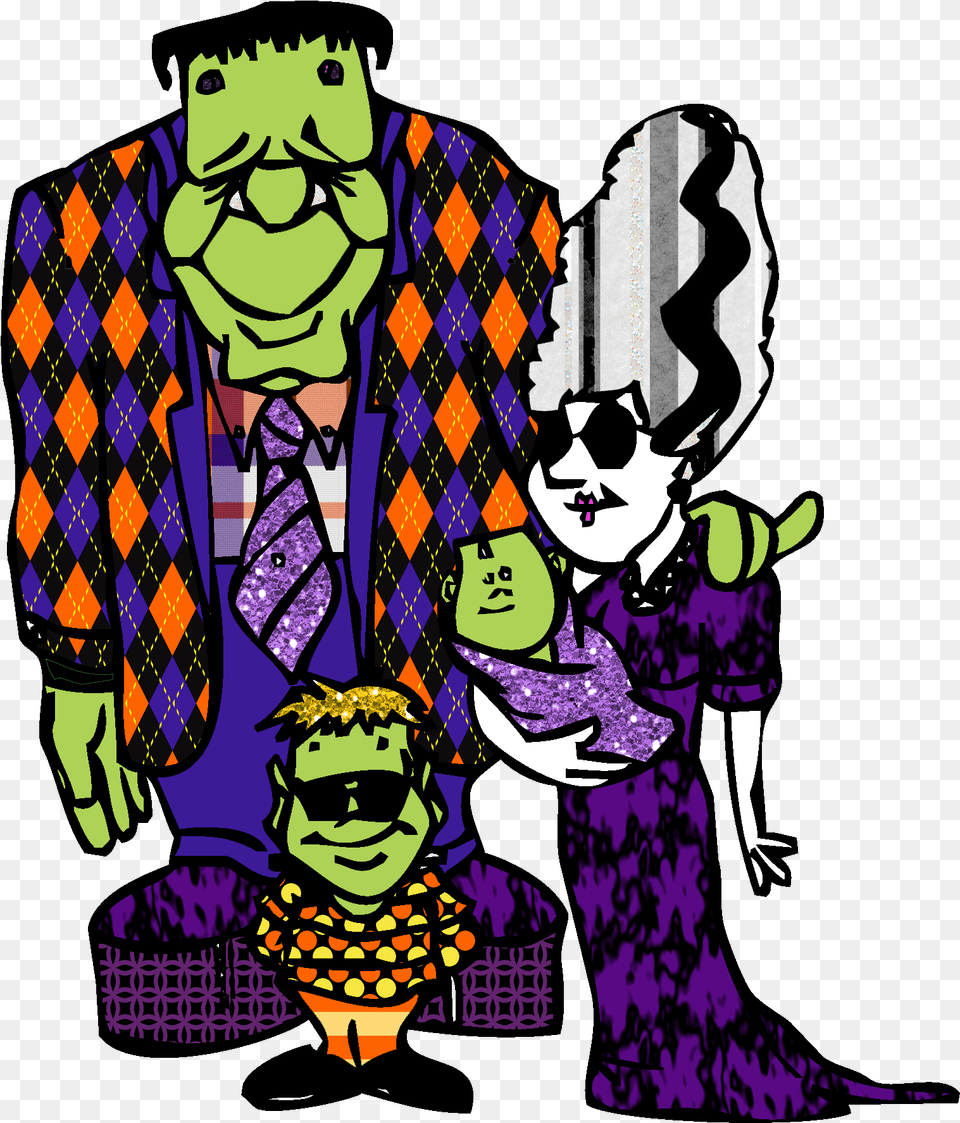 Frankenstein Dibujo De La Familia Kid Clipart Halloween Frankenstein Photo Clipart, Purple, Person, Head, Face Free Png