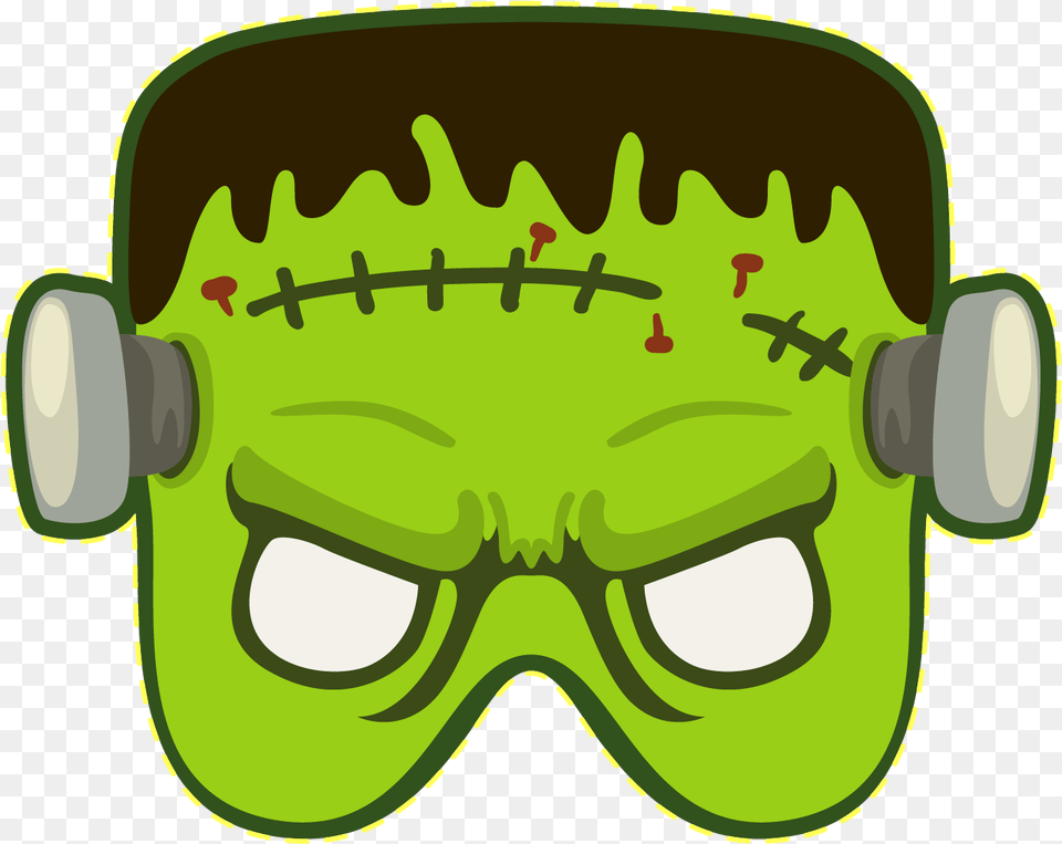 Frankenstein Halloween Frankensteins Mask Monster Download Halloween Mask Cartoon, Accessories, Goggles, Green Png Image