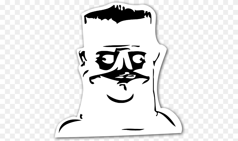 Frankenstein Meme Sticker Me Gusta Face, Stencil, Person, Silhouette, Head Png