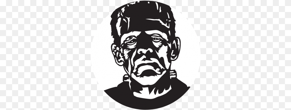 Frankenstein Black And White Clip Art Freeuse Black And White Frankenstein Stencil, Photography, Baby, Person, Face Free Transparent Png