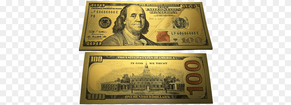 Franklin Colorized Gold Foil Polymer Replica Banknote Daphne Kenny, Adult, Male, Man, Money Free Png Download