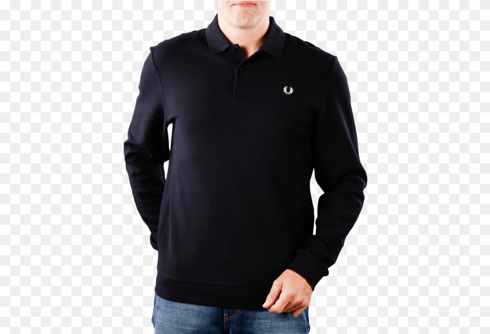 Fred Perry Honeycomb Texture Polo Black, Clothing, Fleece, Knitwear, Long Sleeve Free Png Download