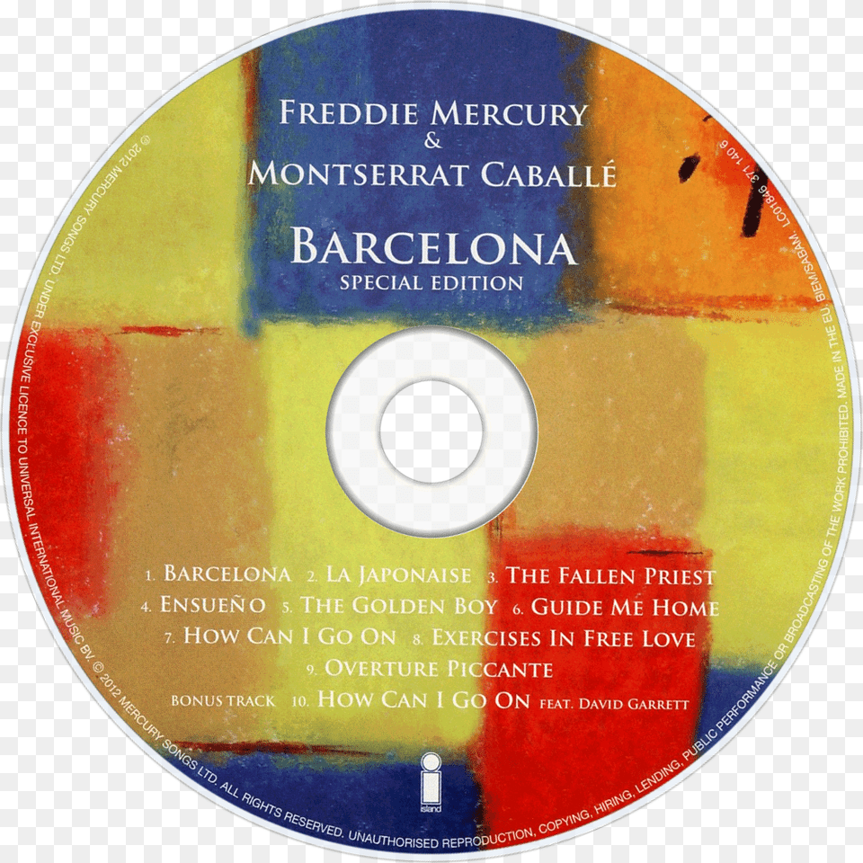 Freddie Mercury Barcelona Cd Disc Download Barcelona Freddie Mercury Cd, Disk, Dvd Png Image