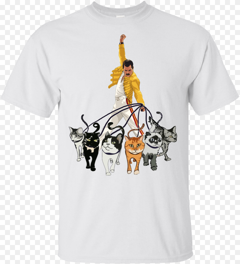 Freddie Mercury Cat Funny Shirt, T-shirt, Clothing, Pet, Mammal Png