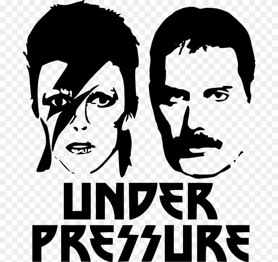 Freddie Mercury David Bowie Freddie Mercury T Shirt, Stencil, Face, Head, Person Free Png