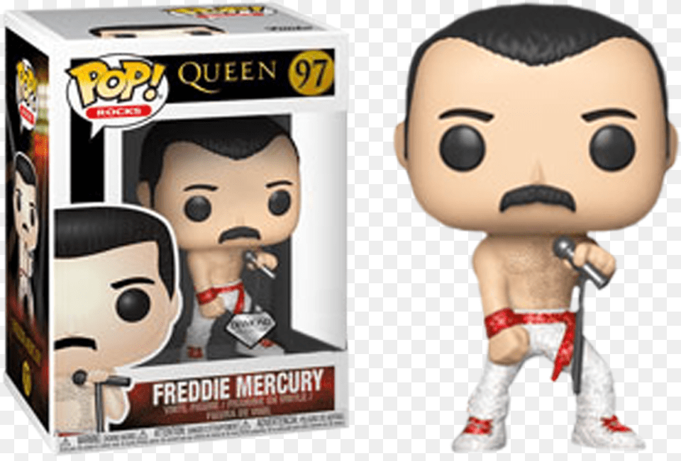 Freddie Mercury Diamond Glitter Us Exclusive Pop Vinyl Pop Figures Freddie Mercury, Baby, Person, Face, Head Free Png