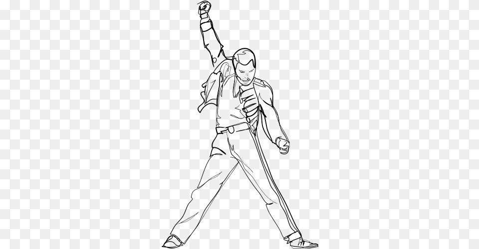 Freddie Mercury Line Art, Gray Png Image