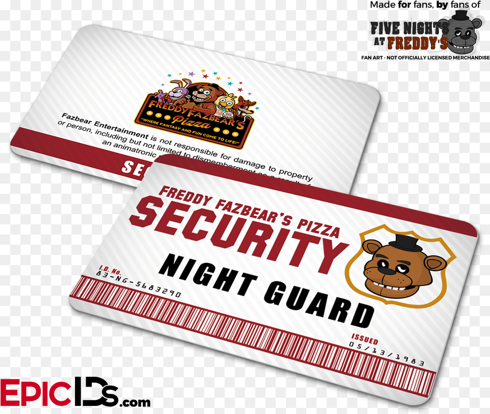 Freddy Fazbear39s Pizza Security Guard Name, Paper, Text, Business Card Png Image