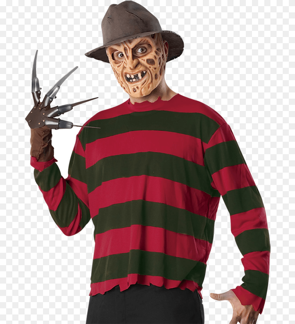 Freddy Krueger Shirt, Long Sleeve, Clothing, Sleeve, Person Free Transparent Png