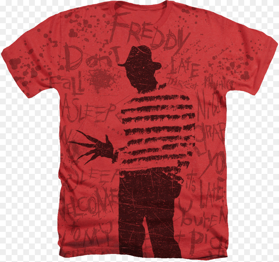 Freddy Silhouette Nightmare On Elm Street T Shirt T Shirt, Clothing, T-shirt, Person Png