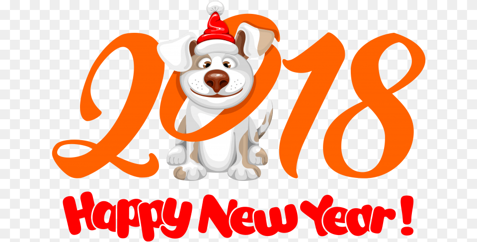 Free 2018 Cartoon Dog Images Transparent Happy New Year 2018 Dog, Text Png