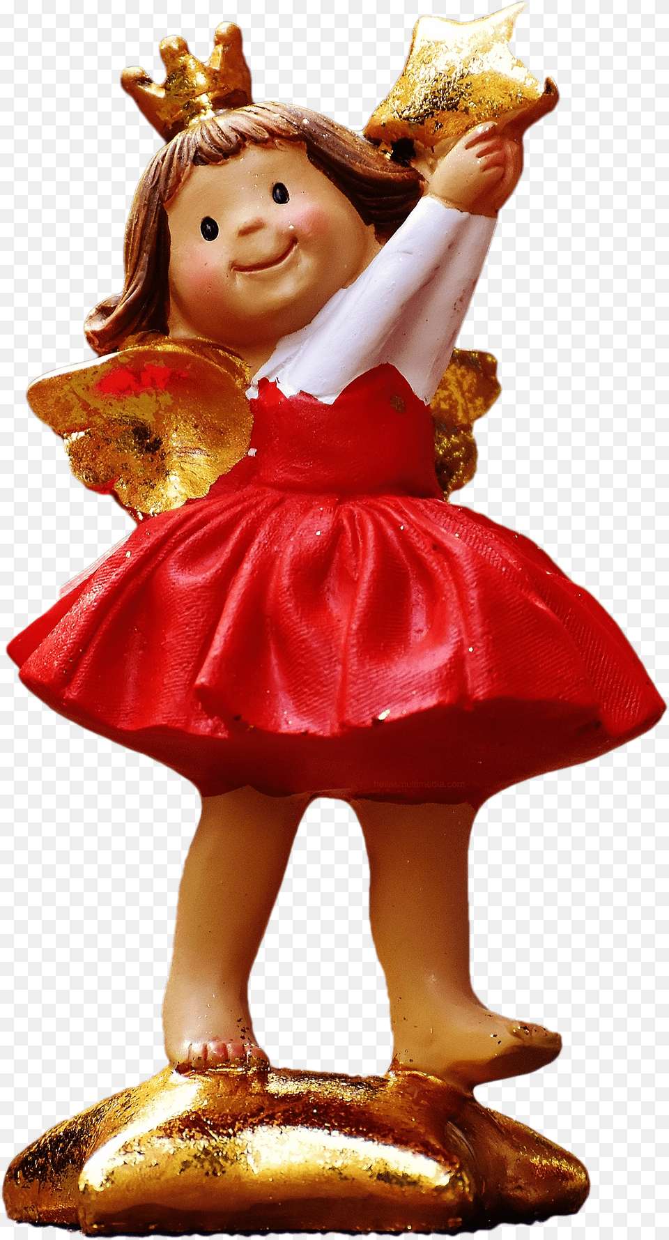 Free Angel Girl With Golden Star Christmas Angel, Child, Female, Person, Doll Png Image