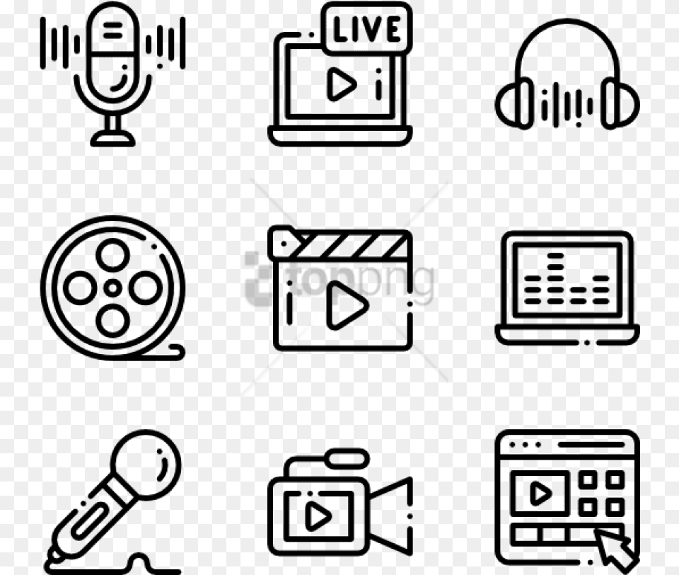 Audio And Video 50 Icons, Qr Code, Machine, Wheel Free Transparent Png